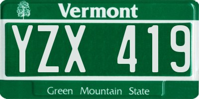 VT license plate YZX419