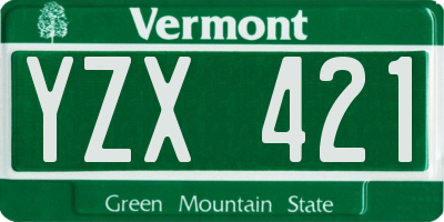 VT license plate YZX421