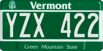 VT license plate YZX422