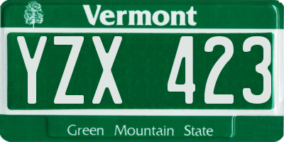 VT license plate YZX423