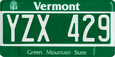 VT license plate YZX429