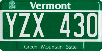 VT license plate YZX430