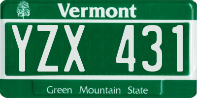 VT license plate YZX431