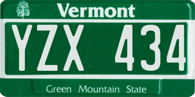 VT license plate YZX434