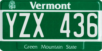 VT license plate YZX436