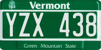 VT license plate YZX438