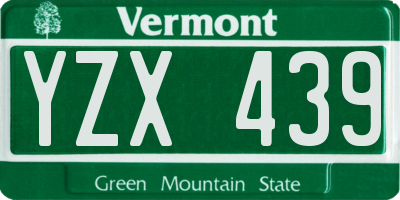 VT license plate YZX439