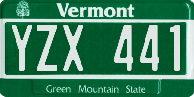 VT license plate YZX441