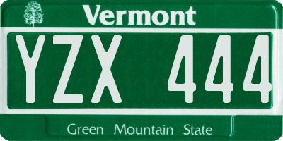 VT license plate YZX444