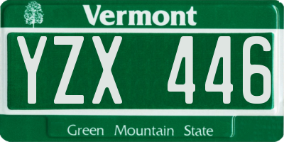 VT license plate YZX446