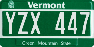VT license plate YZX447