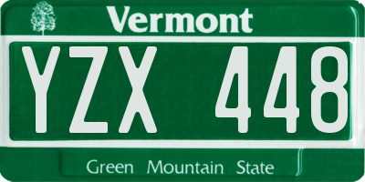 VT license plate YZX448
