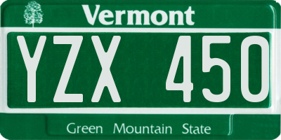 VT license plate YZX450