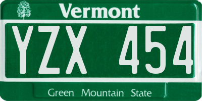 VT license plate YZX454