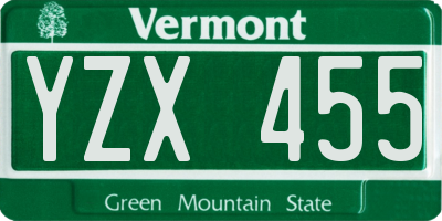 VT license plate YZX455