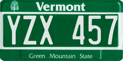 VT license plate YZX457