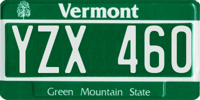 VT license plate YZX460