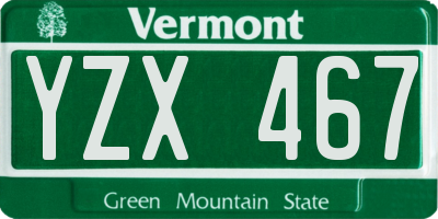 VT license plate YZX467