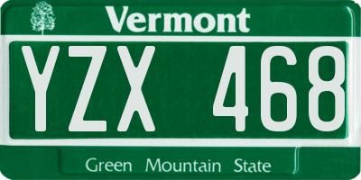 VT license plate YZX468