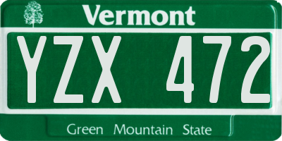 VT license plate YZX472