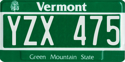 VT license plate YZX475