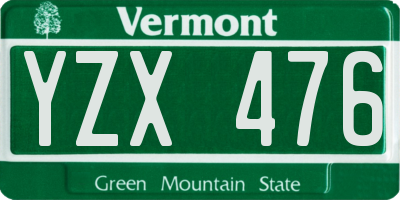 VT license plate YZX476
