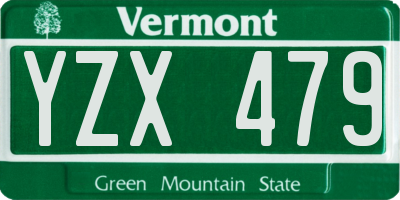 VT license plate YZX479