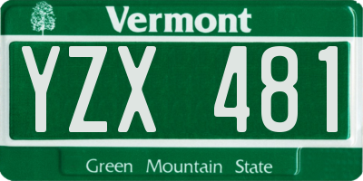 VT license plate YZX481