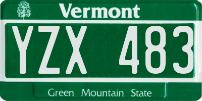 VT license plate YZX483
