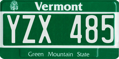 VT license plate YZX485