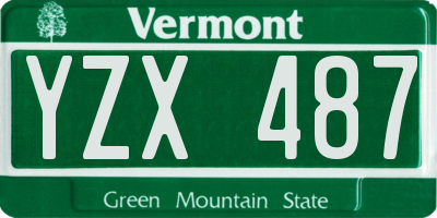 VT license plate YZX487