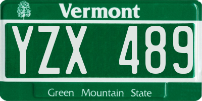 VT license plate YZX489