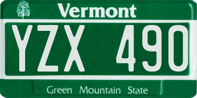 VT license plate YZX490