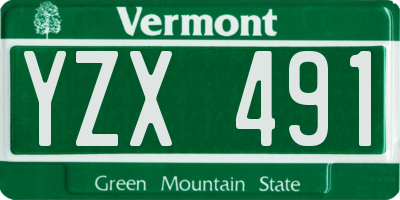 VT license plate YZX491