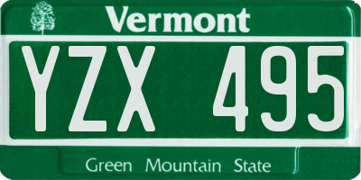 VT license plate YZX495