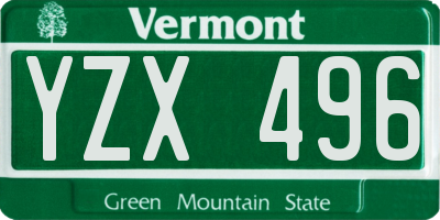 VT license plate YZX496