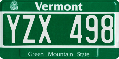 VT license plate YZX498