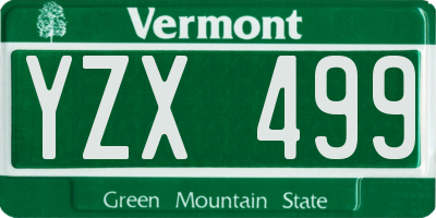 VT license plate YZX499