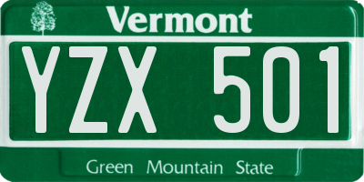 VT license plate YZX501