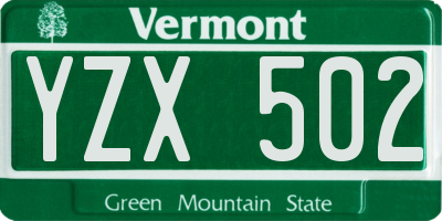 VT license plate YZX502
