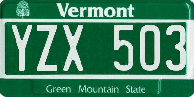 VT license plate YZX503