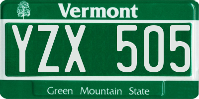 VT license plate YZX505