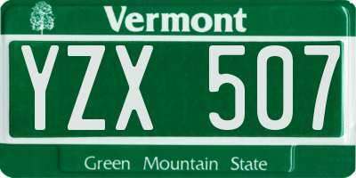 VT license plate YZX507