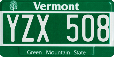 VT license plate YZX508