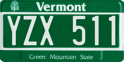 VT license plate YZX511