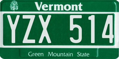 VT license plate YZX514