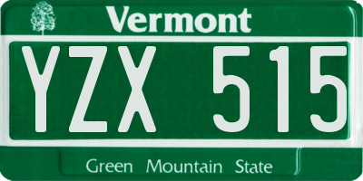 VT license plate YZX515
