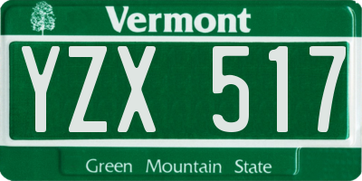 VT license plate YZX517