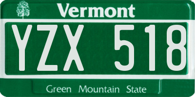 VT license plate YZX518
