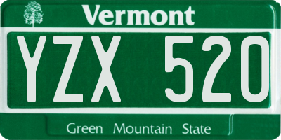VT license plate YZX520